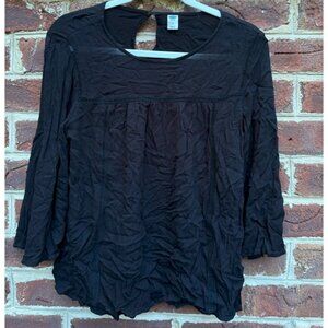 Old Navy Black 3/4 Sleeve Flowy Blouse